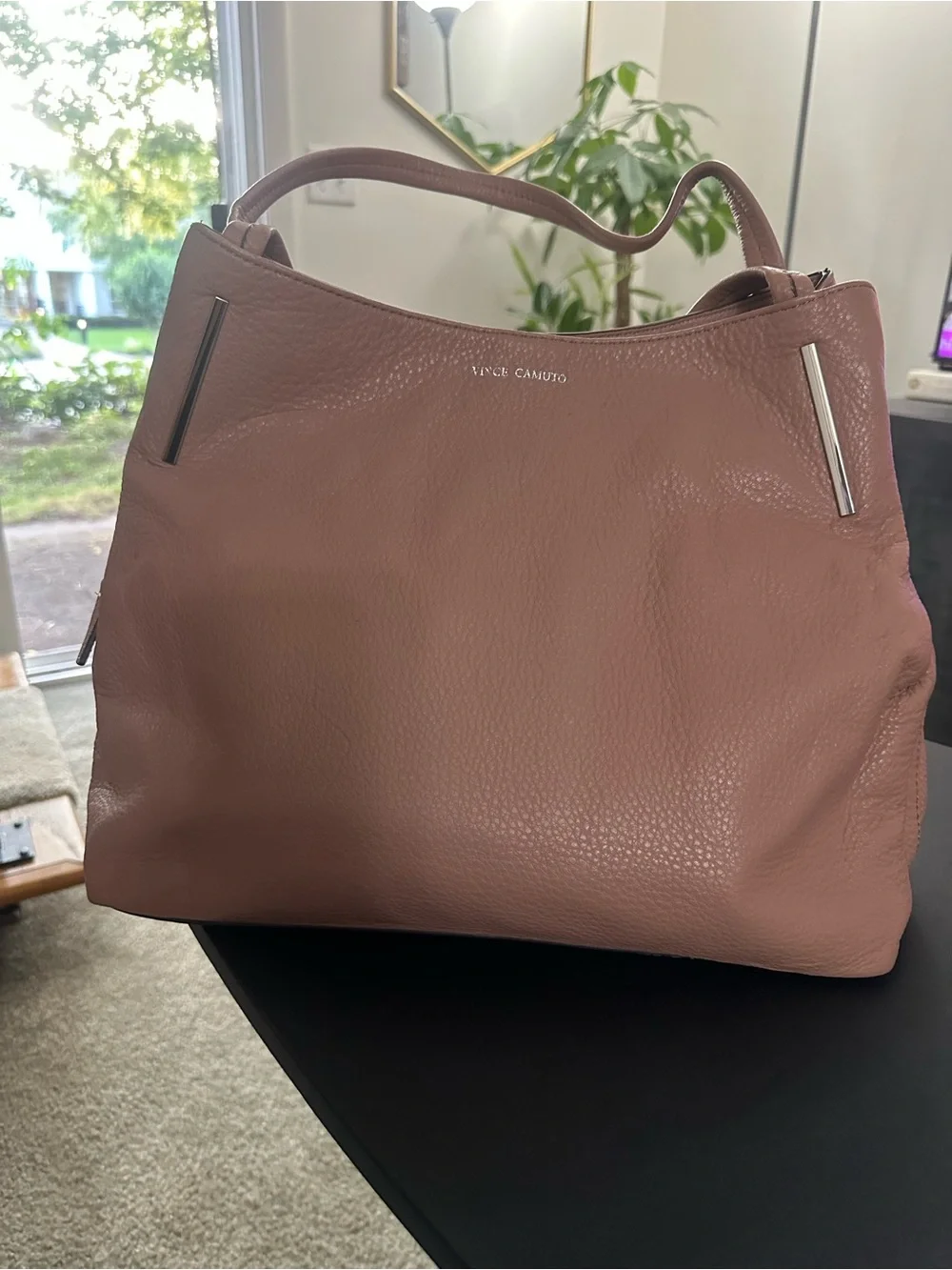 Vince Camuto Dusty Rose Soft Pebbled Leather Hobo Shoulder Bag